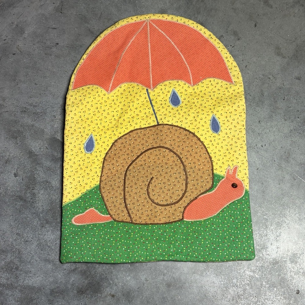 Vintage Hand Quilted Snail Appliance Cover Wall Hanging Cottagecore Folk Art